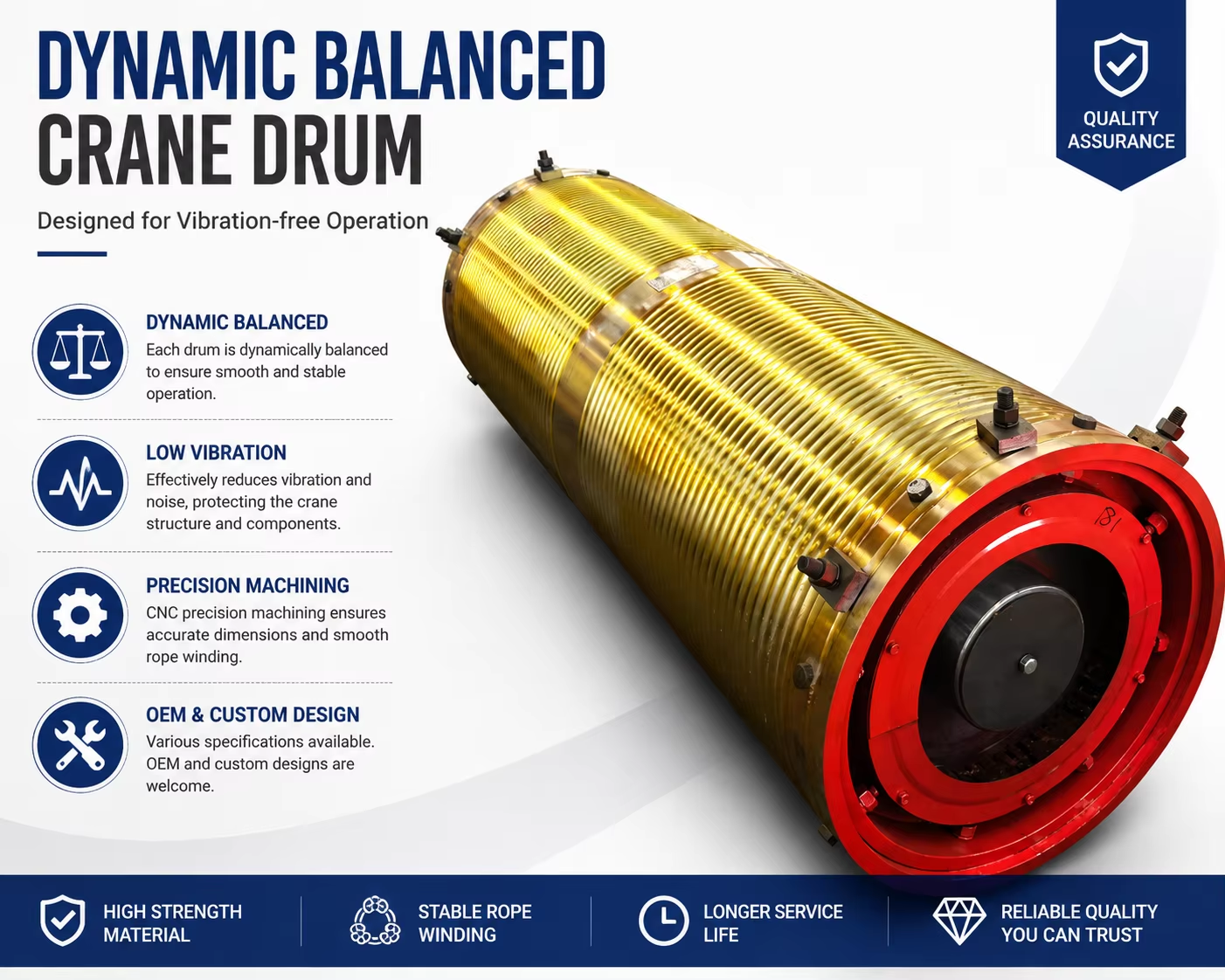 Professional Dynamic Balanced Steel Wire Rope Drum for Vibration-free Overhead Crane Operation