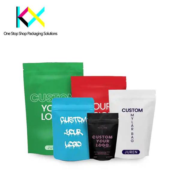 OEM Soft Touch Custom Printed Stand Up Pouch With Child Resistant Zipper