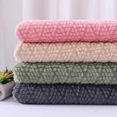 New Arrive Soft 100 Polyester Cotton Jacquard Embossed Fleece Fabric for Shoes Men Womens Clothing