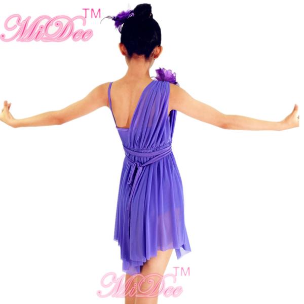 Textile Printing Floral Diagonal Lyrical Dance Competition Costumes Skating And Stage Dress Wedding  Bridesmaids Dress