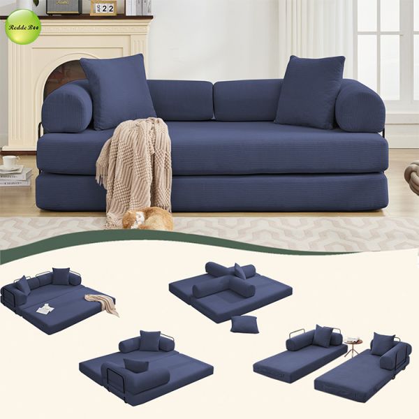 Multiple Combinations Striped Fabric Sofa Bed For Living Room Furniture Vacuum Packed Floor Compression Sofa Bed Couch