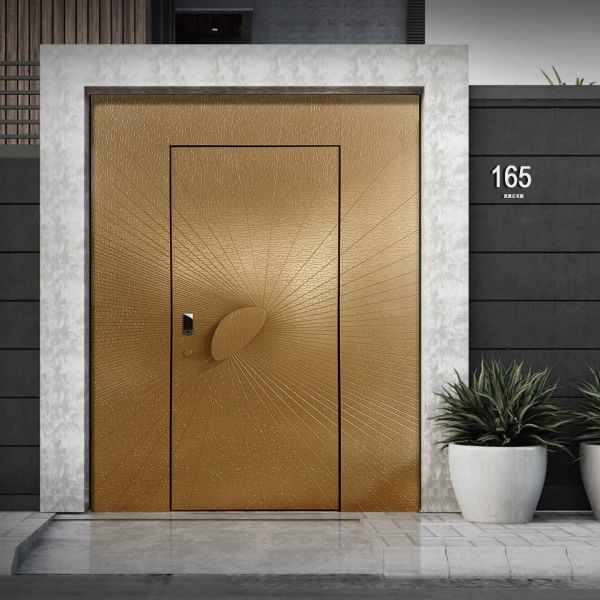 Custom Exterior Security Door Heavy Duty Commercial Fancy Steel Sheet Door