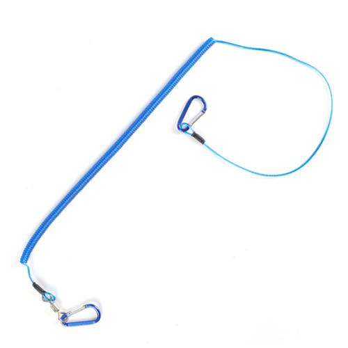 5m Full Expanding Stainless Steel Coil Lanyard Blue PU Coated Fishing Rope