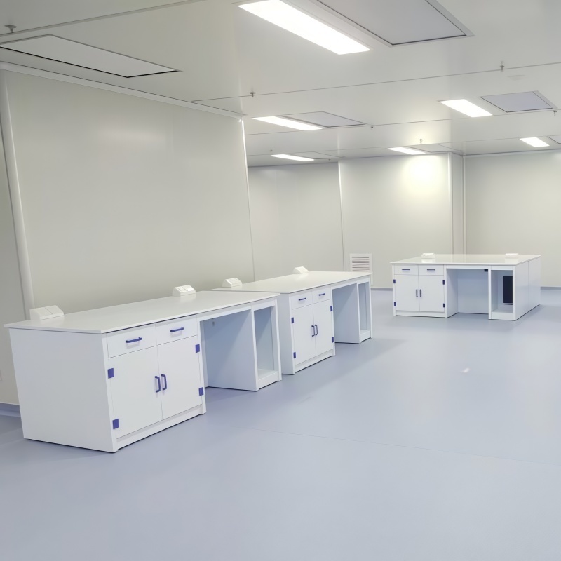 PP Lab Work Bench Corrosion Resistant Modular Lab Benches White With Double Layer Storage Rack