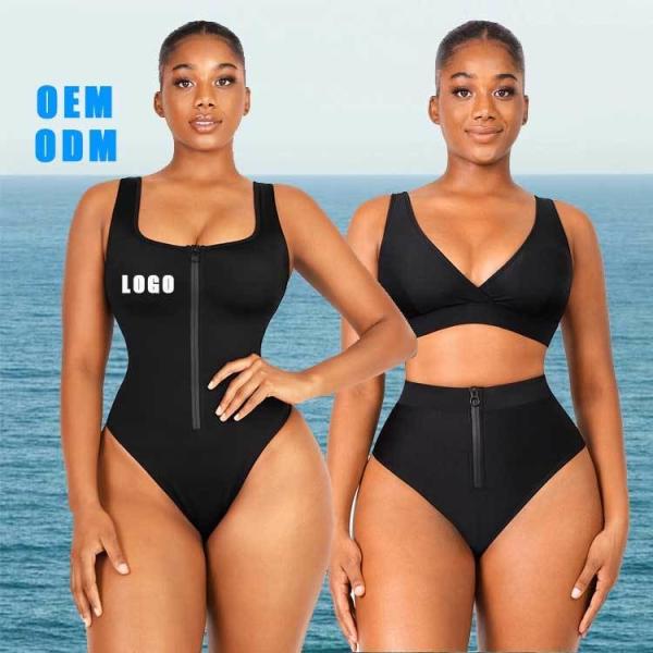 High Waist Slimming Two Pieces Womens Custom Swimsuit Bikini with Logo Hexin Custom