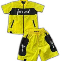 Logotipo personalizado Camisa de polo de poliéster de nylon de 2 piezas, pantalones cortos de carga, traje de correr, camisetas, pantalones cortos, traje de deporte para hombres.
