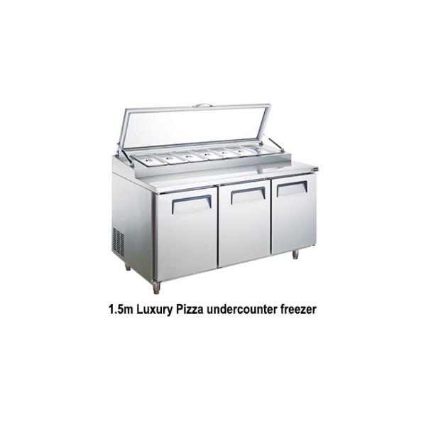 Congelador bajo mostrador de 3 puertas para pizza, acero inoxidable, congelador comercial de encimera