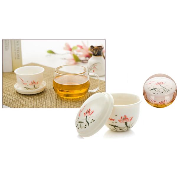 Чашка Инфузер чая боросиликатного стекла с емкостью керамического фильтра/крышки 280мл