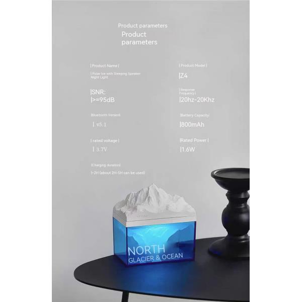 Estilo de vida con colchón de sol Regalos Hielo Glaciar Lámpara nocturna Aromaterapia Aceite esencial Altavoz Bluetooth