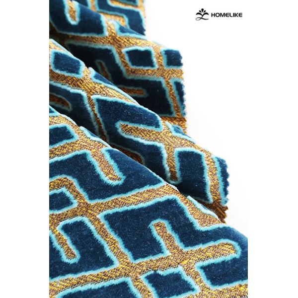 Wild Leopard Geometric Jacquard Velvet Fabric For Sofa