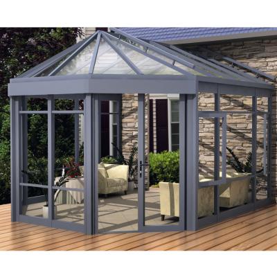 Outdoor Glass Sunroom Laminated Tempered Glass Curved Roof Sunroom Aluminum Frame Inclined Roof Aluminum And Glass Greenhouse