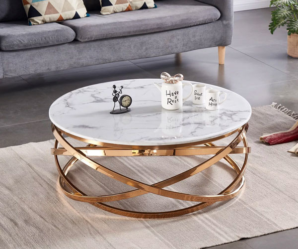 Top inoxidable del mármol del marco de acero de la mesa de centro de lujo elegante del estilo para la sala de estar