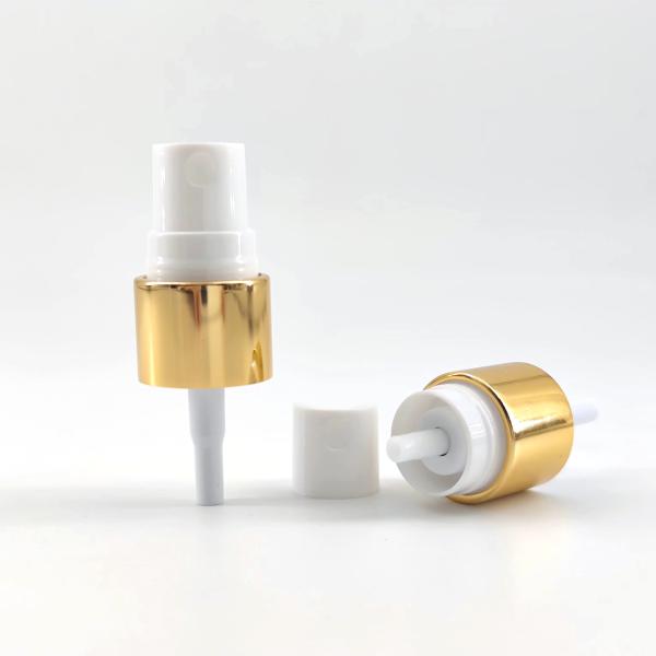18mm 18/410 Golden Aluminium Collar Mist Spray Pump With Half PP Cap For Perfume