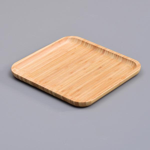 Customized Natural Solid Wood Bamboo Food Cutlery Tray in Different Sizes and Shapes