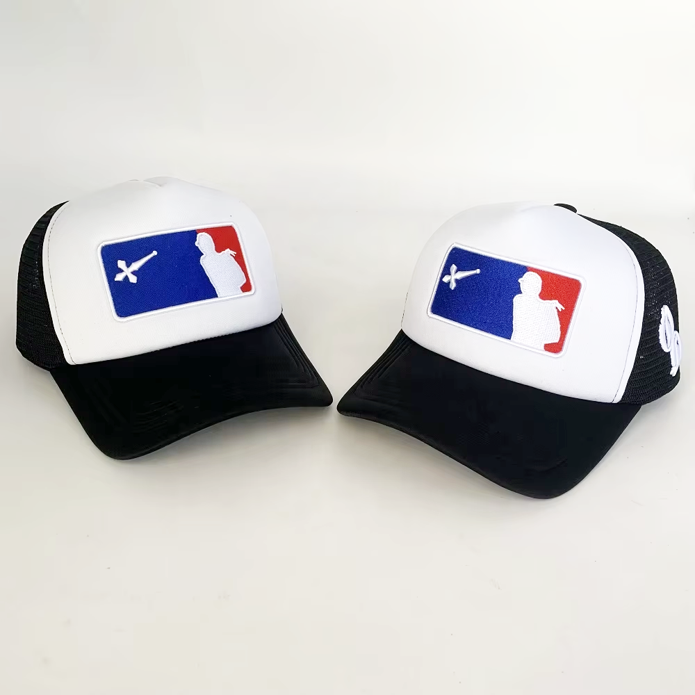 3D Embroidery Mesh Trucker Hats Puff Printed 58-60CM Adjustable for Unisex