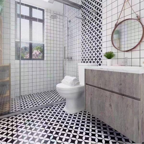 Black and White 20x20cm Ceramic Rustic Tile for Indoor Floor and Wall