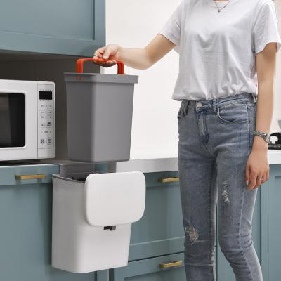 Large Capacity Household Sliding Lid Trash Can with Lid Bathroom Kitchen Cabinet Door Hanging Stick-on Hook Garbage Can