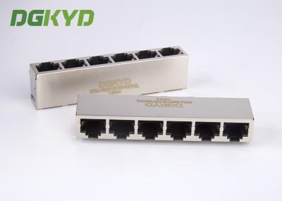 Metal o jaque trapezoide ganged 8P8C do porto rj45 do protetor 6 sem aba do diodo emissor de luz para baixo