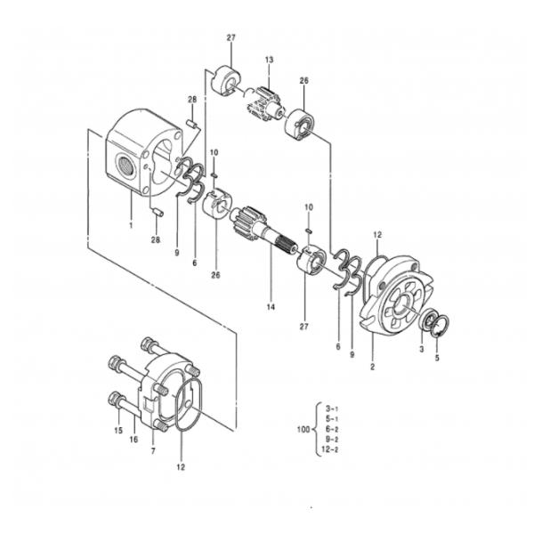 Масляный насос гидронасоса ZAX200 EX200-2 экскаватора K3V112DTP главный