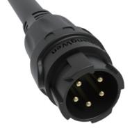 5pin Black M19 Connector 15A Solder Overmolded Aluminum Alloy Shell Nylon IP67