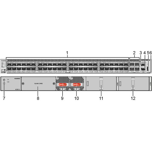 Порты переключателя С5731-Х48Т4СК 48кс10/100/1000БАСЭ-Т Хуавай, порты 4кс10ГЭ СФП+, слот 1*Экспансион