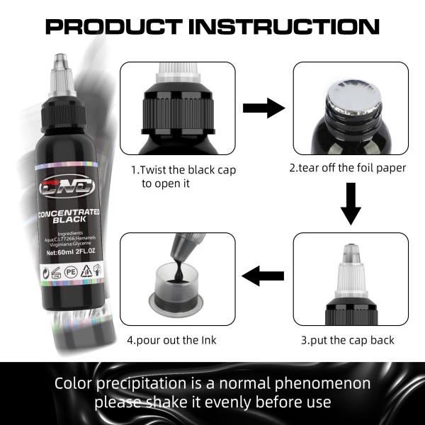 Concentrated Black Quality Tattoo Ink 60ML Eyebrow Tattoo Ink