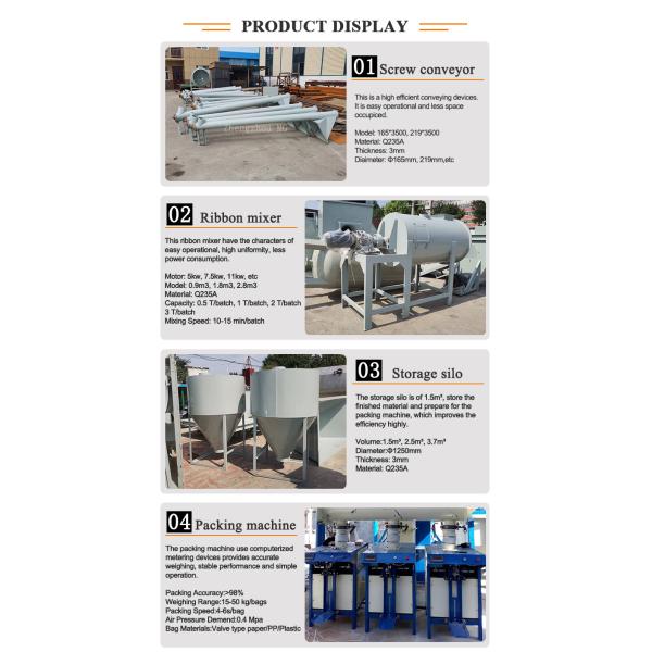 Planta de mezcla de mortero en polvo seco de alta eficiencia Pared de arena de masilla Equipo de mezcla de cemento de cerámica de azulejos máquina de fabricación de adhesivos