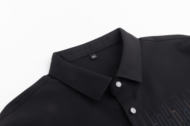 Men's Textured Long-Sleeve Polo Shirt with Gradient Stripe Print and Wrinkle-Resistant Fabric