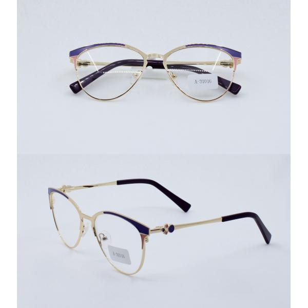 Metal non-prescription glass frame wit spring hinges splicing colors fashion eyewear for ladies women daily gift