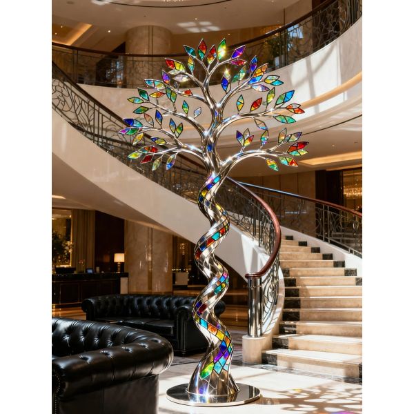 Modern Artistic Metal Tree Installation for Resort Garden Public Art Zone Decoration
