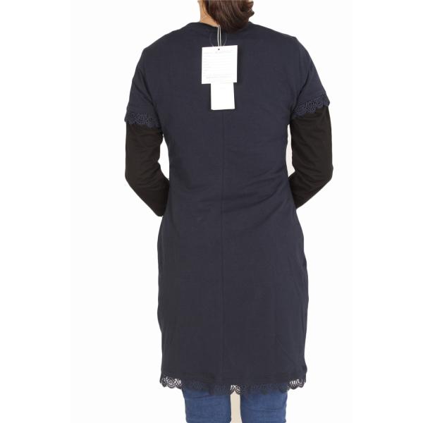 Stockpapa Navy Ladies Dress Clothing Navy Short Sleeve Dress With Lace Motifs