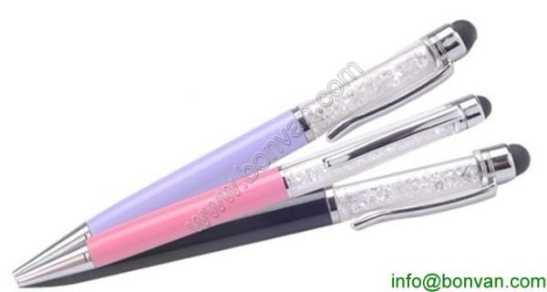new fashion design crystal diamond golden finish custom logo metal pen