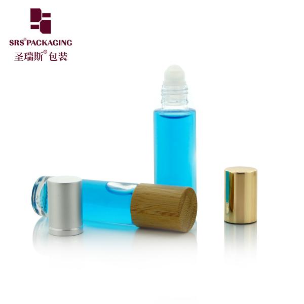 Leak Proof Glass Bamboo Roll On Bottle 15ml Capacity Customizable Color Logo Anti Acne Skincare Roll On