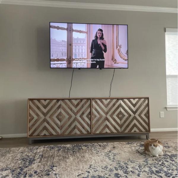 Custom Wooden Kitchen Sideboard Media Console With Glass Doors