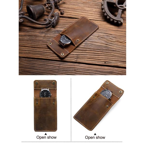 CROSS-BORDER RETRO CRAZY HORSE LEATHER WATCH BAG CONVENIENT CREATIVE LEATHER WATCH STORAGE HOLSTER