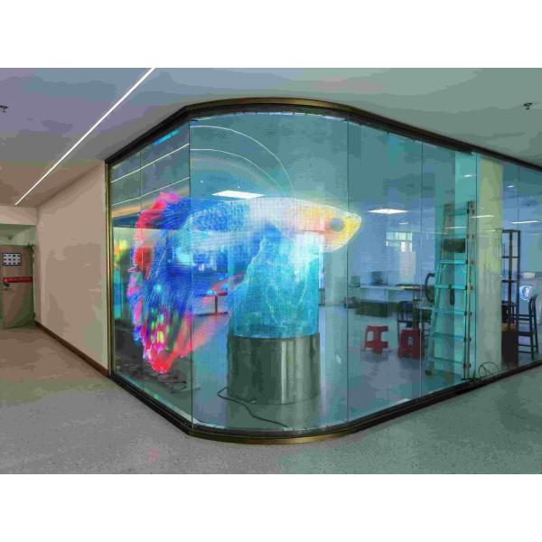 P8 Adhesive Led Crystal Glass Panel Seamless Splicing for Glass Wall  Airports Hotels Commercial Centers Advertising Display