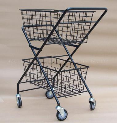 Folding 950mm Height 600mm Width Tennis Basket With Wheels Two Layers