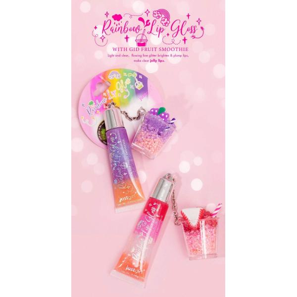 Mix Rainbow Color Glitter Essence Lip Gloss Shining Lip Oil Keychain 13ml
