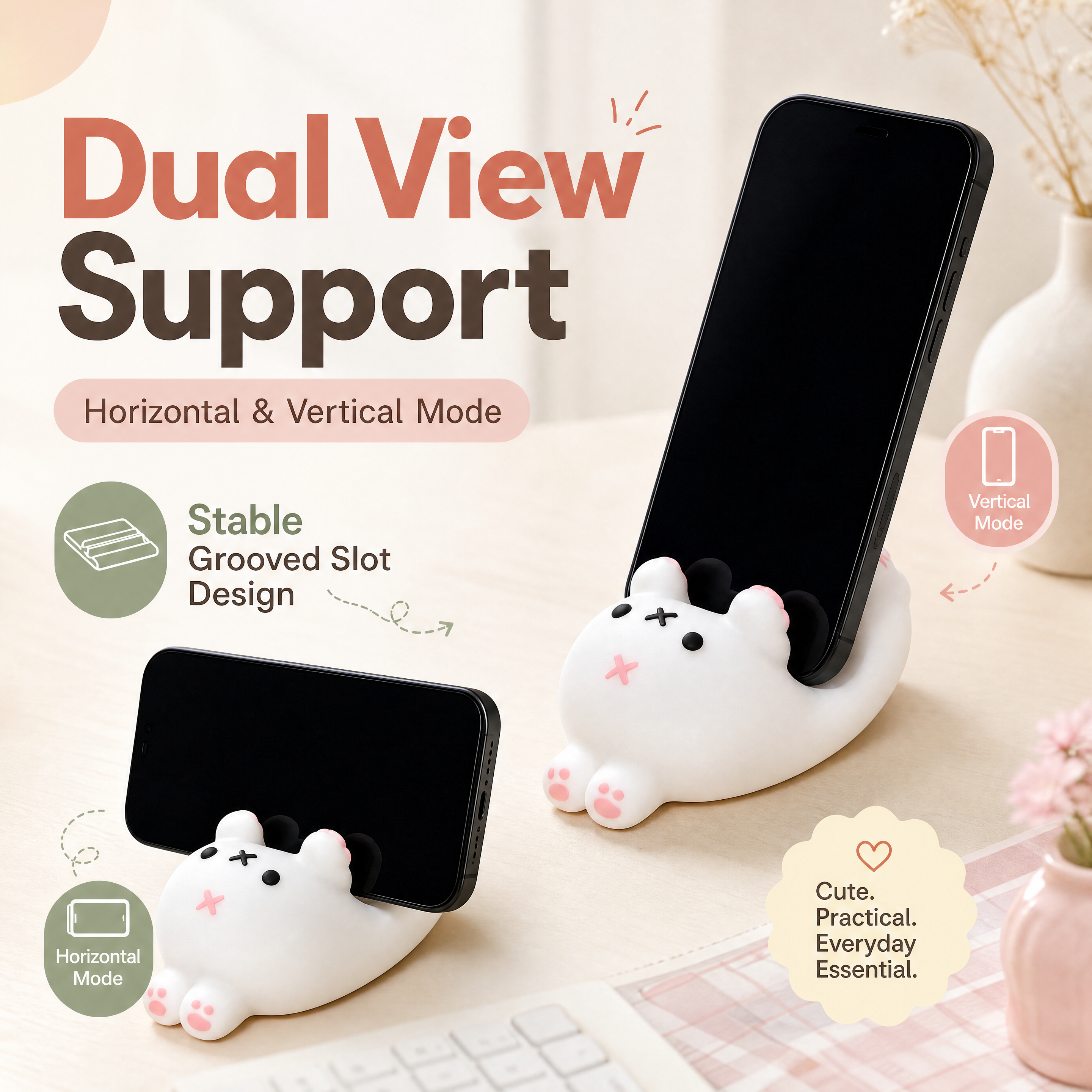 Kawaii Cartoon 3d Printable Items Animal Phone Cradle Minimal Desk Ornament