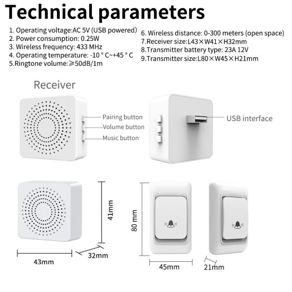 Black Wifi Door Camera Doorbell Tuya Smart Video Doorbell