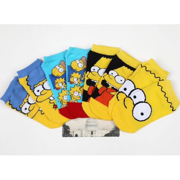 Popular Cartoon Patterned Ankle Socks , Jacquard Logo Childrens Ankle Socks