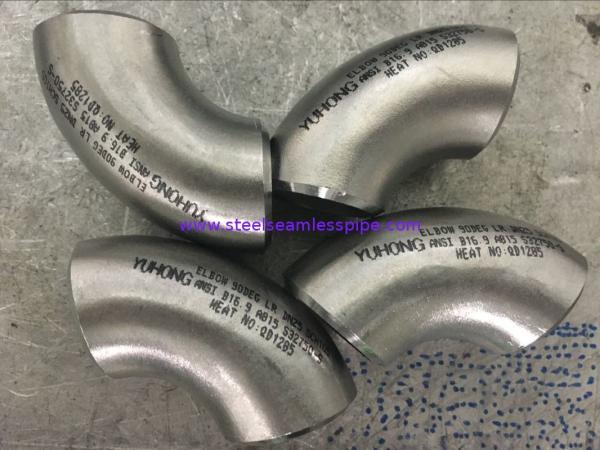 Acessórios de aço super duplex ASTM A815 UNS S32750 / S32760 Sem costura 90 / 45 Deg Elbow SR / LR ASME B16.9