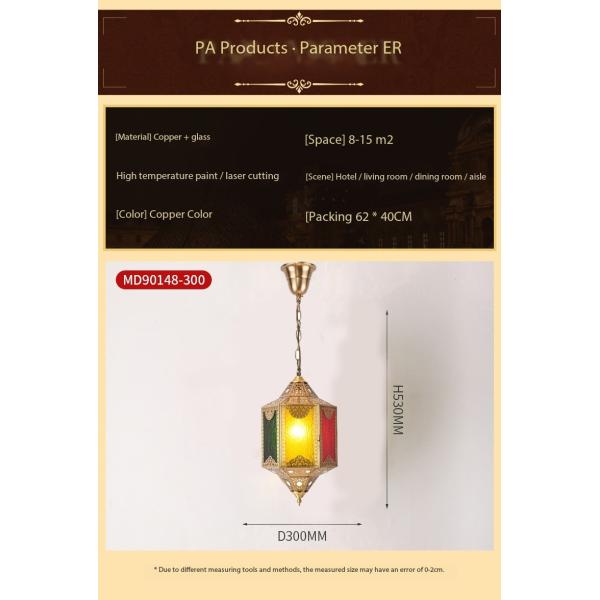 LED Copper Chandelier Decorative Lamps in Moroccan Style with Stained Glass Body Material Copper Product Weight kg 2.5 KG