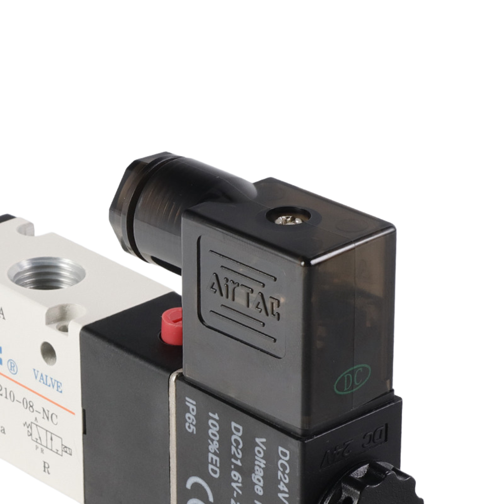 Manual Override Equipped 4V210-08 Solenoid Valve G1/4 Port 0.89 Cv for Robotic Motion Control and Fixture Actuation by AirTAC
