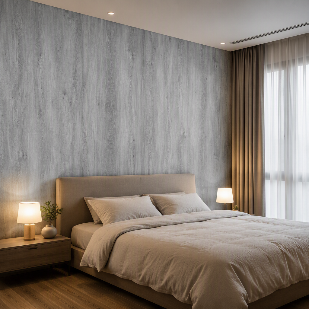 Grey / Weathered Wood Wall Panels, SPC Pattern Wall Panels Large Board 1.2x2.44m