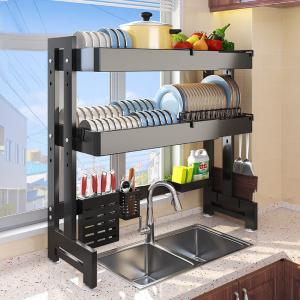 Countertop Storage Over The Sink Dish Drainer Rack With Three Adjustable Height