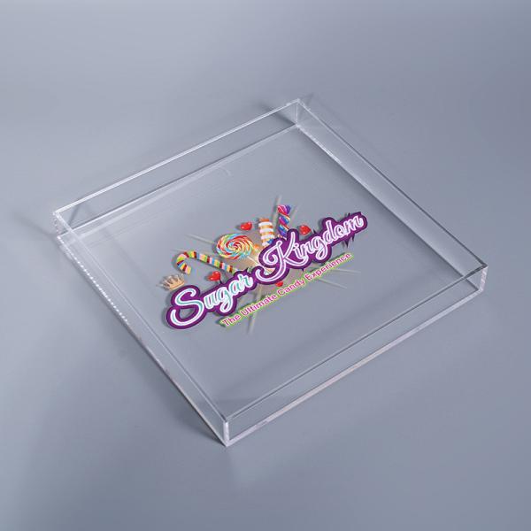 OEM Green Square Acrylic Tray Plexiglass Fruit Tray With Removable Compartments