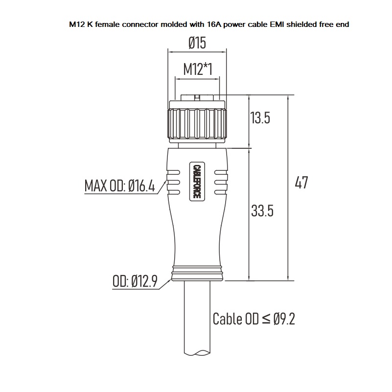 Pin M12 5 1m защищал AWG 14 TPU AC кабеля 16A 690V над прессформой