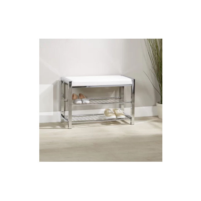Rectangle Style Shoe Rack Bench with European Design and Chrome Finish Iron Structure