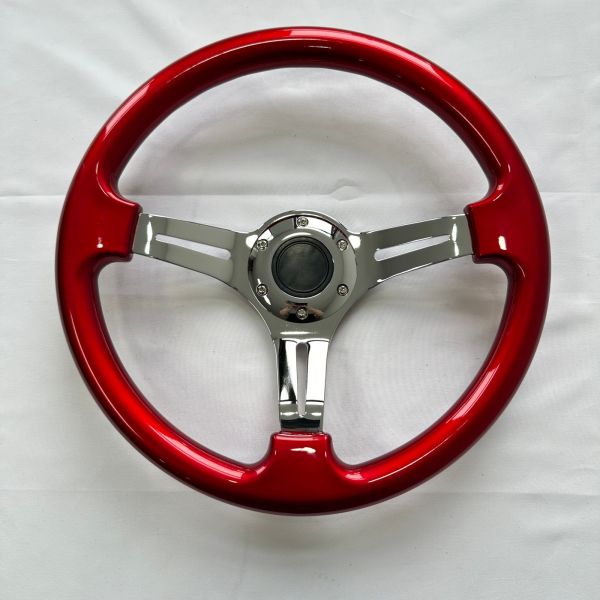 DELUXON 350mm Universal Racing Steering Wheels 3 Spoke Black Red Purple ABS Chrome